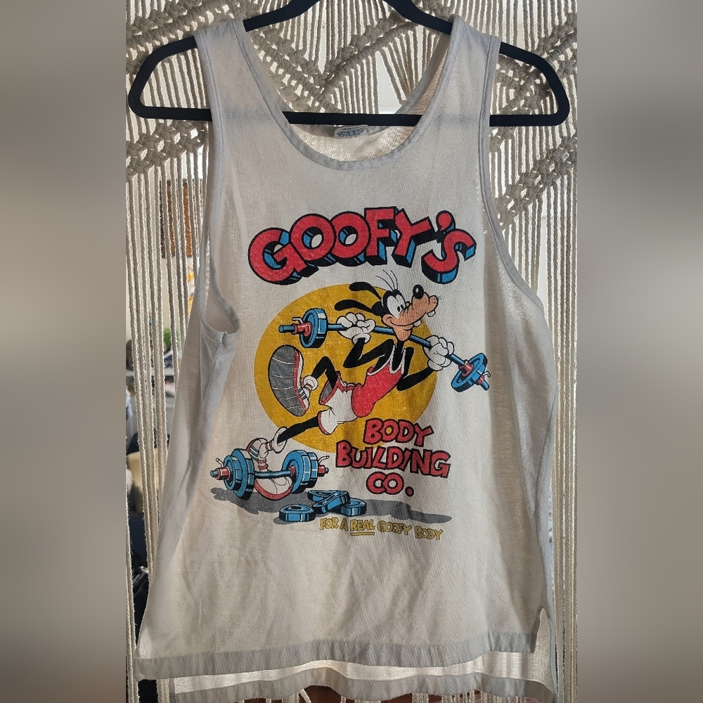 Disney Goofy's Body Building Co. Tank Top - White